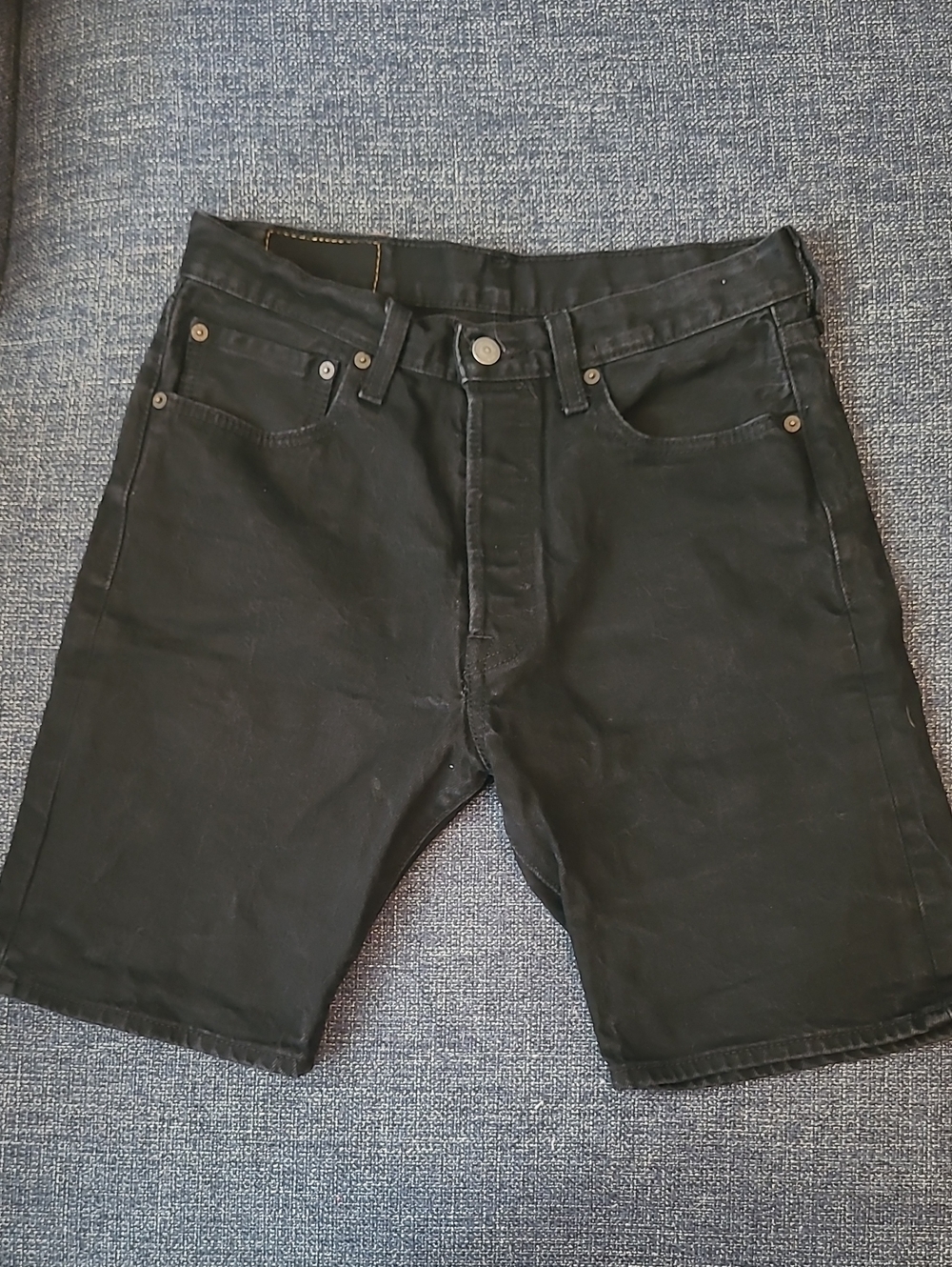 Levi's 501 Black Denim Shorts -Jort Classic Five-Pocket Button Closure 9" Inseam